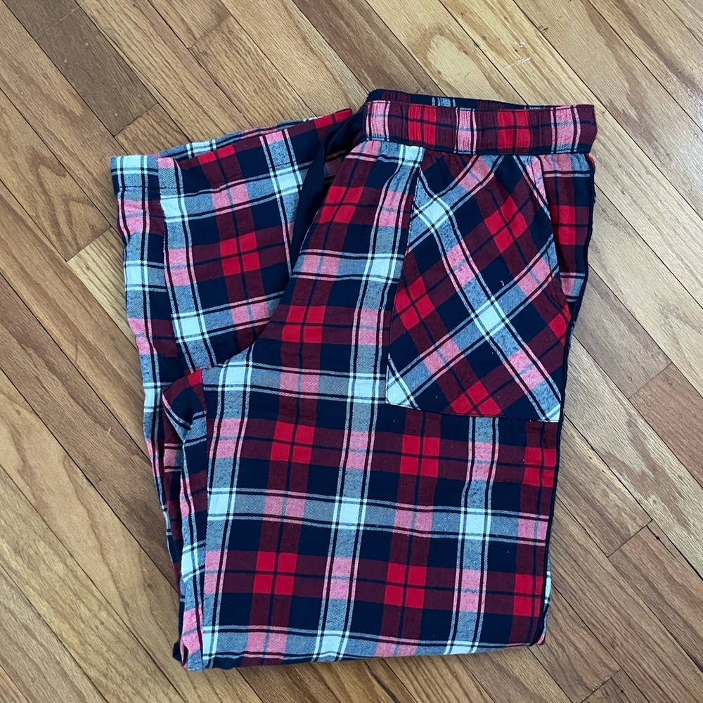 aerie Red Navy White Plaid Flannel Pajama Pants